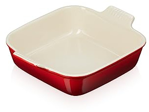 Le Creuset Stoneware Heritage Quadratische Auflaufform, 22,9 cm, Kirschrot