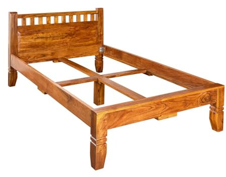 MASSIVMOEBEL24.DE | Oxford Bett aus Massivholz #220 | Akazienholz - Honig, lackiert | Kolonialstil | 120x200x90 cm | Vollholzbett