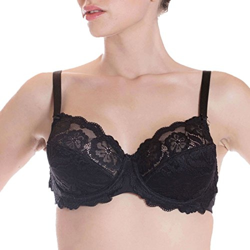LEPEL Belseno Reggiseno in Pizzo Balconcino Coppa C Art. 251 Colori Bianco Nero e Fard