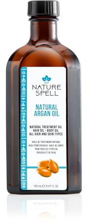 Nature Spell Argan Oil for Hair & Scalp, Pre-Diluted Oil to Replenish and Protect Strands from Heat Damage, For All Hair Types, 150ml