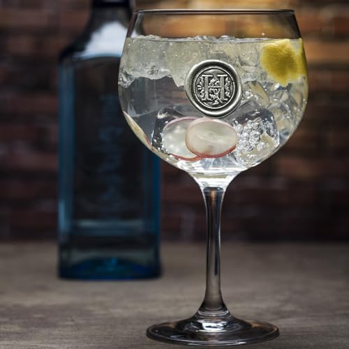 English Pewter Company Personalised Gin Glass with Your Choice of Initial - Unique Gift for Men or Women, Birthdays, Anniversaries (H) [MON308]