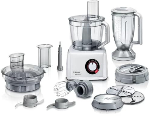 Bosch MC812W872 Küchenmaschine, 3,9 l, weiß, drehbar, 1,5 l, Schlagen, Hacken, Schneiden, Kneten, Mixen, Puree, Poder