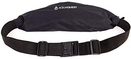 AquaQuest Kona Running Belt - Water Resistant Zipper Pouch - Comfortable, Adjustable, Lightweight - Waist Pack for Phone, Money, Keys - Black