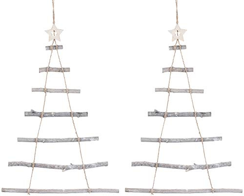Britesta Weihnachtsbaum Leiter: 2 Deko-Holzleitern in Weihnachtsbaum-Form zum Aufhängen, 48 x 78 cm (Weihnachtsdeko Holzleiter, Dekoleiter, Weihnacht)
