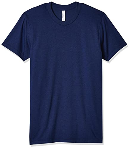 American Apparel Unisex Tri-Blend Crewneck Track Short Sleeve T-Shirt - USA Collection, Tri-Indigo, Medium