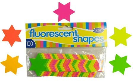 Fluorescent Stars Small - 100 Assorted Coloured Card Stars Arts Hobby Crafts