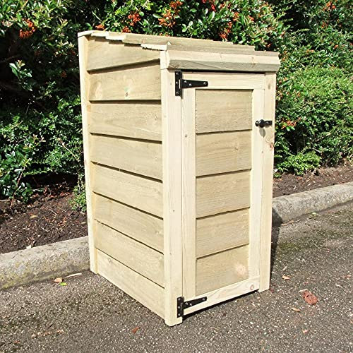 Signs & Numbers Wooden Log Store with Door & Kindling Shelf | Outdoor Firewood Storage 54x46x90cm | Fully Assembled Pressure Treated Pine Log Holder | Compact Garden Wood Store | Handmade in UK