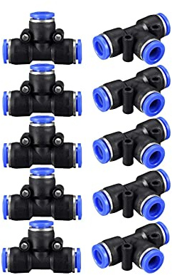 Hsthe Sea 10 st Tee Tube Plast Tee Connect Tube PE-8 T Typ Pneumatisk koppling Luftledningskoppling för luftskarv 8mm Ytterdiameter Slang