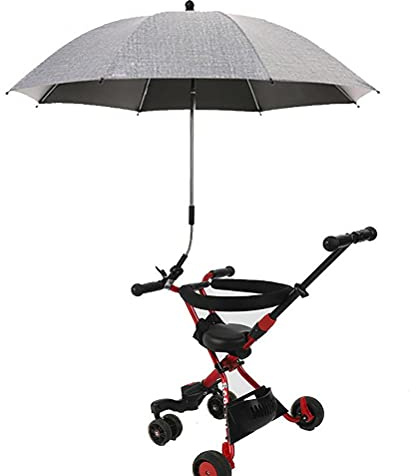 ICRPSTU Parasol universel pour poussette, parasol pour landau avec pince réglable, protection UV pour utilisateurs de fauteuil roulant (lin)