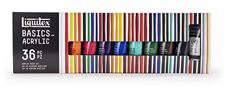 Liquitex 3699404 Grunder, akrylfärger, set – 36 x 22 ml tuber, ljusäkta konstnärs-akrylfärger, lysande nyanser, medelviskositet, perfekt för duk, akrylmålning och hantverk