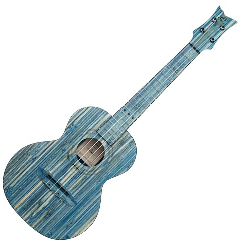 Ortega Guitars Bamboo Series E-Akustik Tenor-Ukulele - Bambus Blau | Nylonsaiten, massive Bambus-Decke & -Korpus Satin-Finish, inkl. Pro-Gigbag, RUSWB-TE
