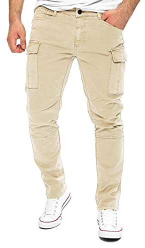 Yazubi Jayden - Pantalons Cargo pour Hommes - Pantalons Cargo de Travail en Coton pour Hommes Pantalons de Travail, Beige (Rainy Day 135304), W30/L32