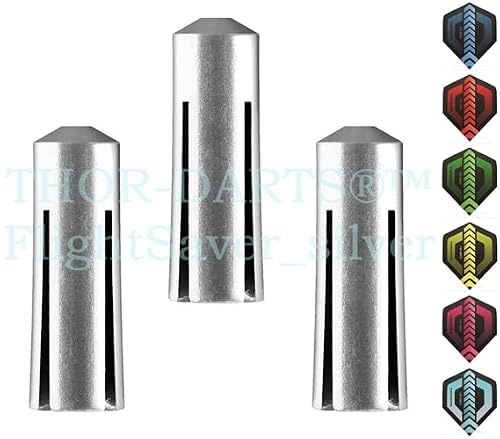 THOR-DARTS Flight Protector Darts in alluminio in 10 colori argento Flight protector protezione per le freccette (15 pezzi), argento)