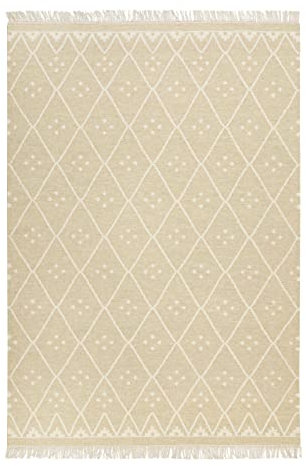 Kelim Teppich handgewebt - Naturfaser Läufer & Teppiche bestens geeignet fürs Wohnzimmer & Schlafzimmer, Handwebteppich & Wollteppich, nachhaltig & hochwertig, 200 x 290 cm, Creme Beige - Vermont