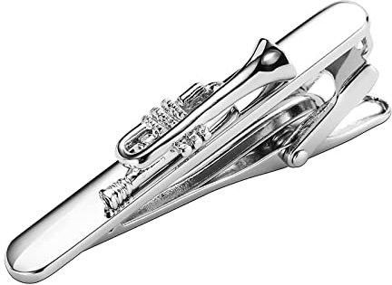 Krawattenklammer 5CM, Tie Clip Silver Edelstahl Krawattennadel Trompete Schmuck Ehemann Geschenk