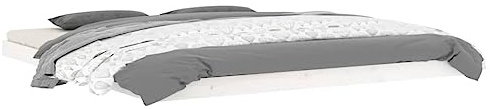vidaXL Massivholzbett Doppelbett Bettgestell Bett Holzbett Bettrahmen Lattenrost Schlafzimmerbett Schlafzimmermöbel Weiß 180x200cm Kiefer