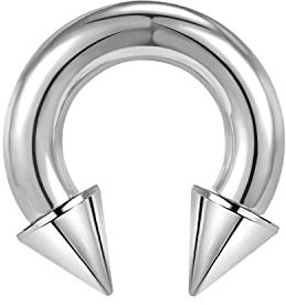 ZS Chirurgenstahl Spike Hufeisen Circular Barbell Ringe, 00G 0G 2G 4G 6G 8G 12G 16G Dick PA Rings, CBR Nasenring Septum Ohr Piercing Körperschmuck (Silber,2G,16mm)