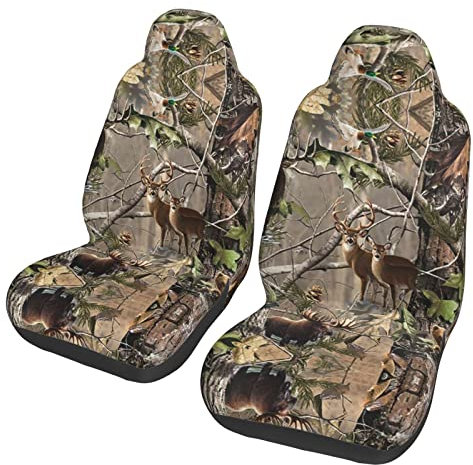 BURGHR Vordersitzbezüge für die Jagd, Hirsch, Bär, Elch, 2 Stück, Auto-Sitzbezüge, Autozubehör, universell passend für die meisten Autos