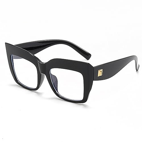 LJCZKA Occhiali Anti Luce Blu Donna Gatto Grandi, Montatura Occhiali da Vista Spessa Quadrati Grandi Occhiali Anti Eyestrain per Computer Gaming