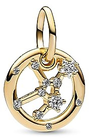 PANDORA Ciondolo Moments con segno zodiacale della Vergine placcato in oro 14 k con zirconi cubici trasparenti