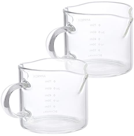 Tasse à mesurer en Verre, Bec verseur Tasse à mesurer, 2 pièces Tasse Tasses à café en Verre Transparent Tasse à café en Verre à Double paroi Tasse de Cuisine Expresso pichet à mesurer en Verre Tasse