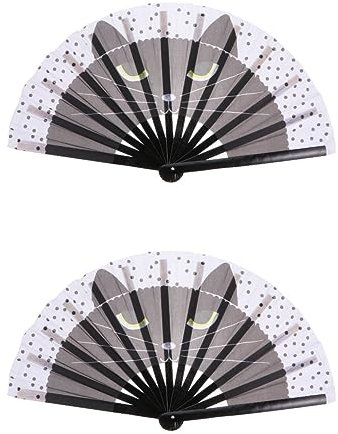 Garneck 2stücke Japanischer Stil Katzenmuster Faltfächer Handgehaltener Fächer Für Partys Hochzeiten Und Dekoration Einzigartiges Design Für Sommer Und Kunstsammlung