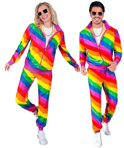 W WIDMANN MILANO Party Fashion - Trainingsanzug in Regenbogenfarben | Jacke und Hose, buntes Outfit für CSD, LGBTQ Pride, Karneval Kostüm, Festival, Mottoparty