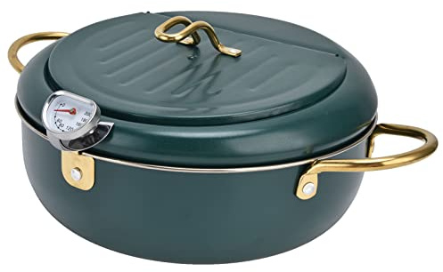 Marmite de Style Japonais,Marmite à Friteuse,Petite Friteuse avec Thermomètre et Couvercle,Marmite en Acier Inoxydable Compatible avec Cuisinière à Induction