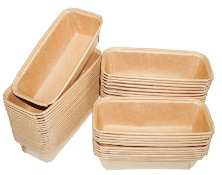 Lxmxgk 50PCS Paper Loaf Pan, Rectangle Loaf Pans, Disposable Baking Loft Mold, Kraft Bread Loaf Pan, Disposable Paper Baking Loft Pans, Microwave Oven Freezer Safe (Medium)