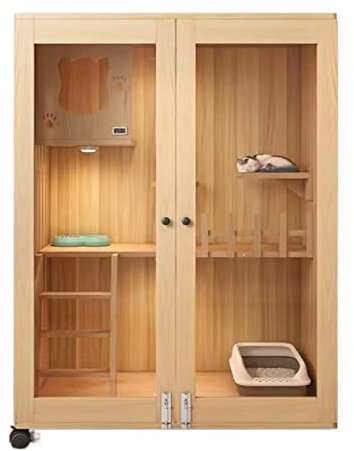 Katzenhaus katzenvilla Katzenkäfig Zuhause Katzenstreu Doppeldecker-Katzenvilla Katzenhaus Innen-Katzenhaus Geschlossener Katzenschrank Katzenhaus aus Holz Katzenhütte