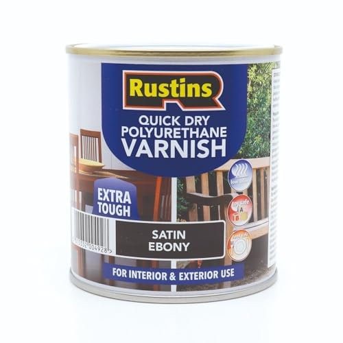 RUSTINS Quick Drying Poly Varnish Satin Ebony 250ml