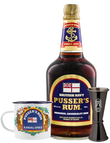 Pussers Blue Label Rum Enamel Cup 70cl - Ideal Rum Gift For Him