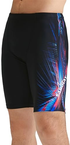 FEOYA Racing Jammers Men Active Shorts Swim Pants for Swim Training Quick Dry Swimmers Breathable Swim Shorts for Men Pool Jammers Mens Swimming Trunks Swim Jammers Black 1 S