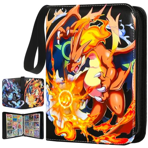 Karten Sammelalbum 50 Seiten 400 Taschen, Sammelkarten Album Karten Hefte Ordner, Wasserdicht PU Leder Sammelalbum Album Jungen Mädchen Geschenk für Weihnachten, Kindertag und Geburtstage (B)