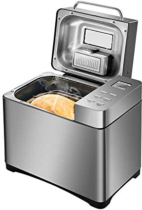 Brotbackautomat, 650W Brotbackautomaten Edelstahl, Brotbackmaschine 19 Programme 1000g Bread Maker für die Küche zu Hause, im Wohnwagen, beim Camping, Partys