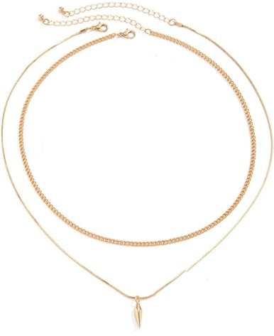Halskette Ketten Schmuck Herren Frauen Anhänger Necklace 2 Teile/Satz Niet Anhänger Dünne Schlange Kette Halskette Für Männer Punk Silber Farbe Cuban Link Kette Choker Goldfarbe
