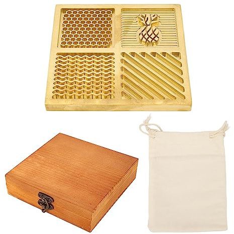 Sello de Latón para Cubitos de Hielo con 4 Patrones, Bandeja para Estampar Hielo, para Bebidas Elegantes, Hecho de Latón, Prevención de Óxido, con Exquisita Bolsa de