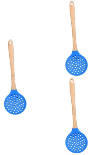 Amosfun 3 Piezas Cuchara De Filtro De Aceite Ranuradas Para Cocinar Colador De Cocina Colador Cuchara Ranurada a Para Servir Para Espumar Grasa Blue