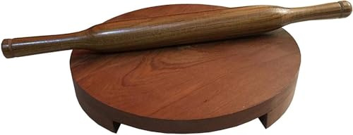 Wooden Rolling Board & Rolling Pin,Wooden Belan Chakla Set,Roti Maker,Chapati Maker Set - 9 Inch