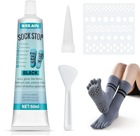 WEILAOK Sock Stop Liquid, Flytande för Halkfria strumpor, Halkfria Strumpor, Halkfria Lösningar för strumpor, Tvättbara, Flytande Lim Halkfria Strumpor, Badrumsmattor, Svart