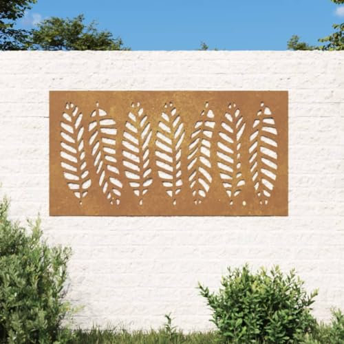 Arredamento, Opere d'Arte, Poster, Stampe & Arte VisivaGiardino Decorazione Parete 105x55 cm Corten Steel Leaf Design