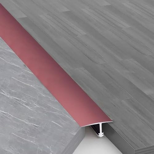 Aluminium Alloy Floor Transition Threshold Strip, 1-1.2mm Thick Durable T Moulding for Laminate Flooring Planks, Tight Fit Vinyl Floor Transition, Flat Divider Strip Floors Bridges The Gap(Red,L900 x