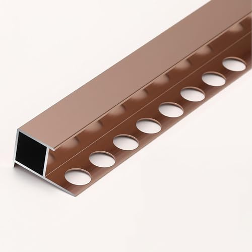 Raouoae Perfil De Esquina De Aluminio para Azulejos 125 Cm* 2 Piezas para Bordes De Piso Y Pared Moldura De Azulejos para Acabados De Esquina Protección para Bordes De Azulejos(Rose Gold,Width:12mm)