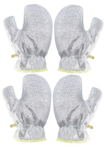 FRCOLOR 2pairs Wire Dish Cloths for Counters Heavy Duty Kitchen Scrubber Gloves Steel Wool Cleaning Gloves Non-scratch