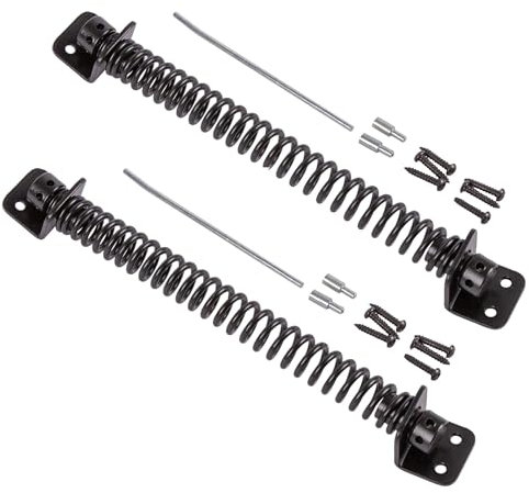 BLISSMART Gate Spring Automatic Adjustable Gate Spring Closer for Garden, Fence Doors Carbon Steel Strong & Durable Outdoor Wooden Gate Hardware Weather Resistant (Pack of 2) (Black, 8 inch)