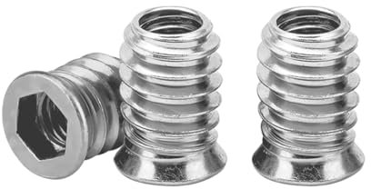 Drenky ‌M8 Insert Fileté Bois‌ Argent écrous à Visser ‌M8 X 15mm ‌Manchons à Visser‌ Galvanisés écrou Hexagonal Fileté‌ pour Meubles en Bois, 20 Pièces