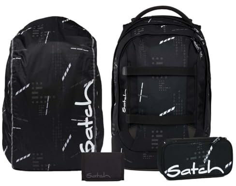 Satch Pack Streetwalk Edition Schulrucksack Set 4tlg. inkl. Schlamperbox, Geldbörse und Regenhülle (Ninja Matrix)