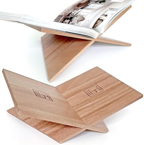 Grande leggio per libri in legno, 31,8 x 24,1 x 14 cm, angolato, in legno di mogano naturale, supporto aperto per esposizione e lettura, libri di cucina, libri d'arte, bibbie, riviste, casa e ufficio