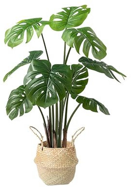 Pianta Artificiali Monstera Per Interni, Alberi Palma Finte Tropicale, Per Decorazione Aesthetic Di Salotto, Balcone E Camera Da Letto, Grande Palma Monstera Per Giardino E Spazi Esterni(120cm)