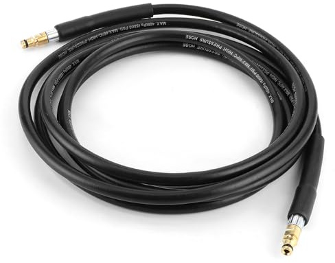 Manguera de Alta Presión, Conexión Rápida, 6m, Resistente a Enredos - Tubo de Goma Reforzado con Malla de Acero, Hasta 180 Bar